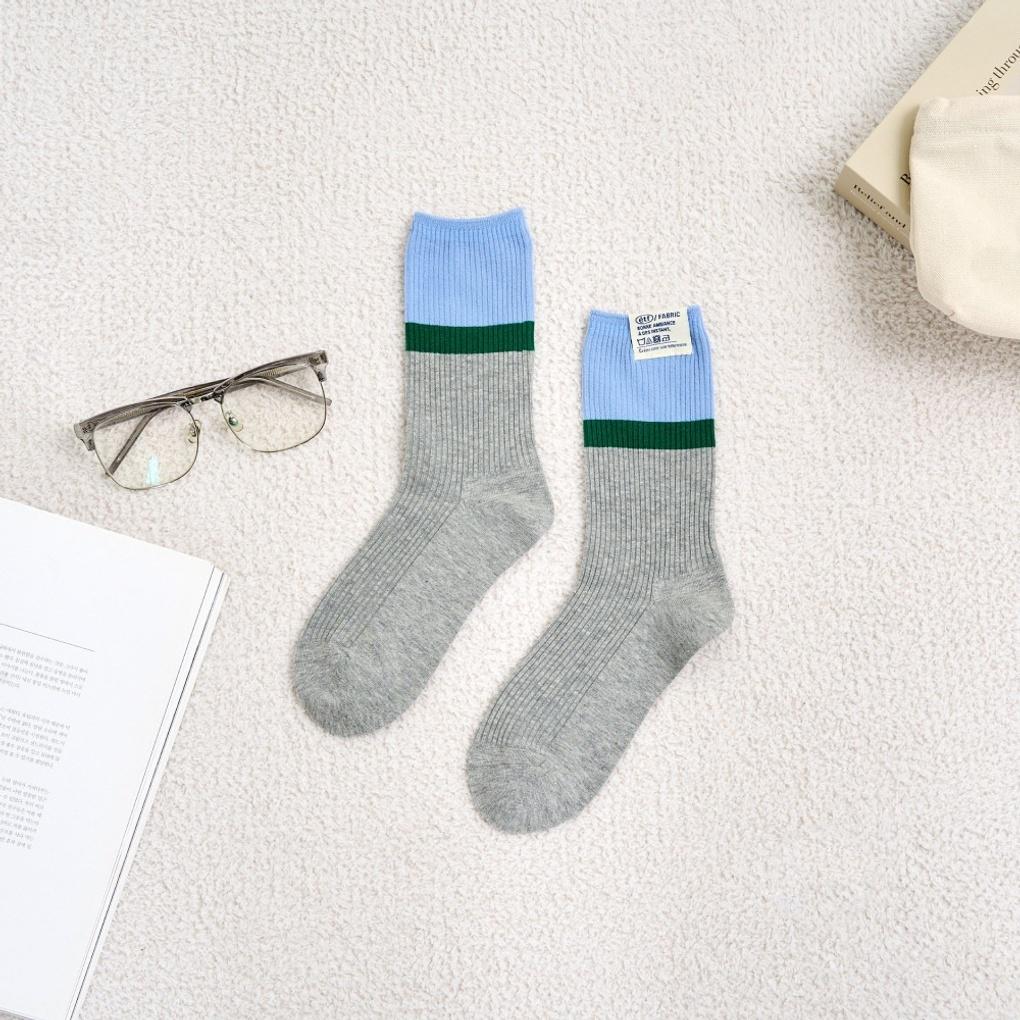 It's Socks Label Color Block Socks Blue Gray_FS0825024