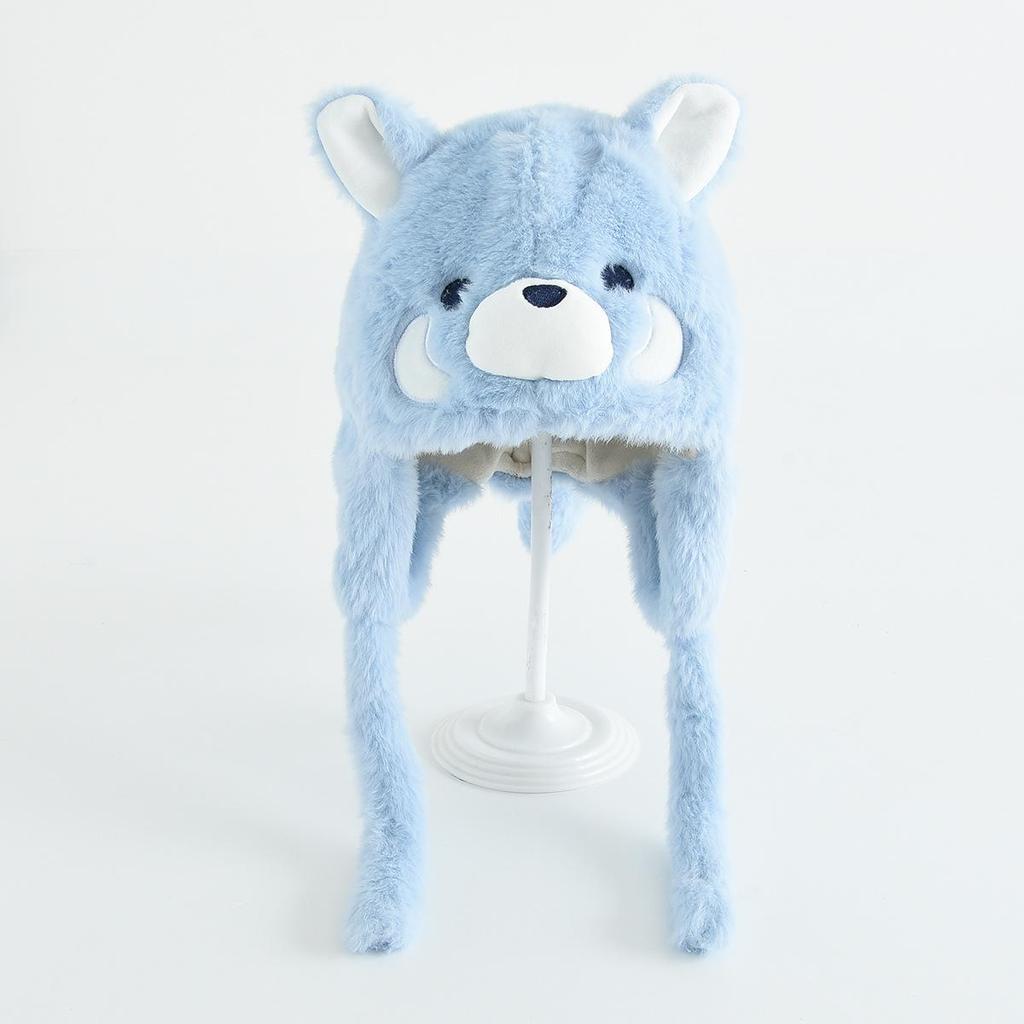 Kids' Cartoon Plush Hat: Warm, Windproof, Ear-Protective Pullover