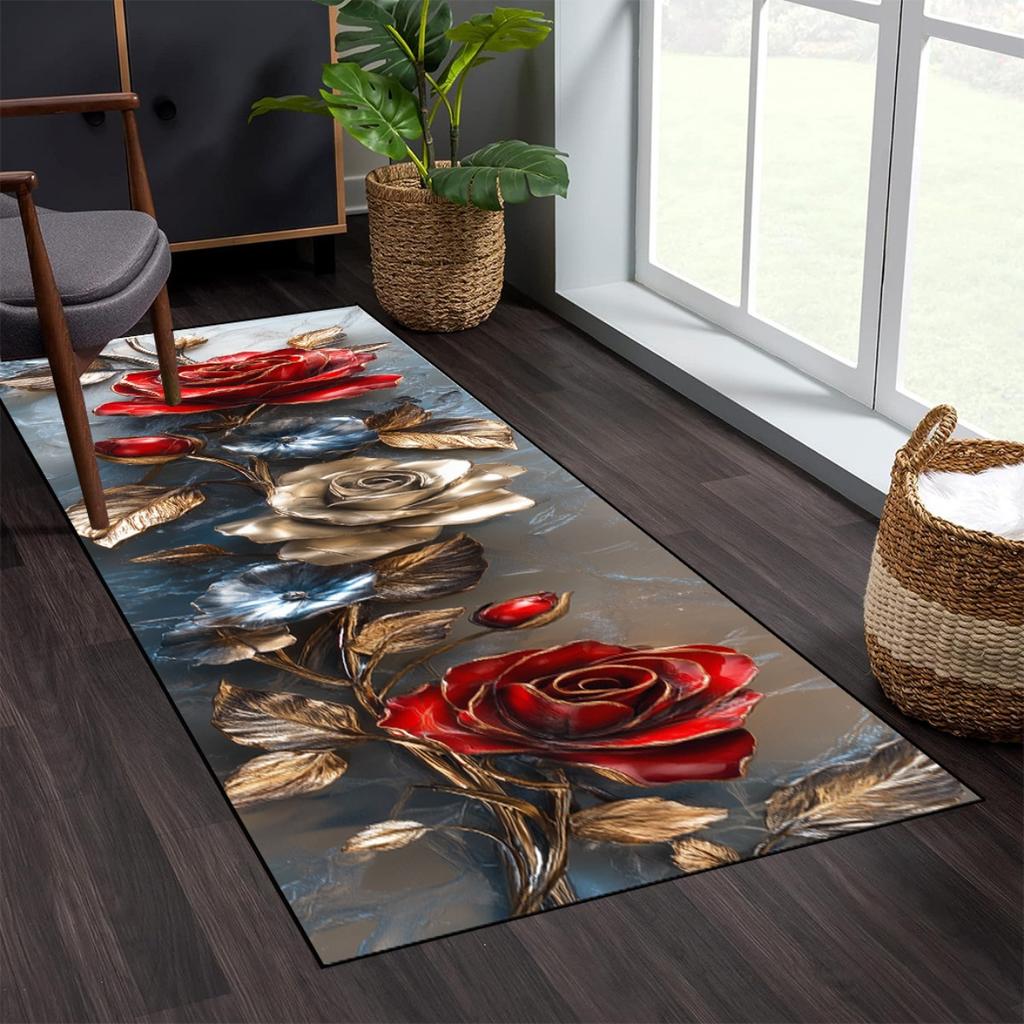 Valentine's Day Carpet Golden Rose Carpet Runner Rug Kitchen Rug Doormat Welcome Mat Carpet For Live Room Rug For Bedroom
