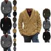 Dicker Strick Herren Schalkragen Zweireihiger Zopfstrick Strickjacke Pullover