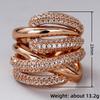 Huitan Brilliant Rose Gold Color Rings for Wedding Fashion Stylish Women Accessories Graceful Noble Multi-layer Party Jewelry