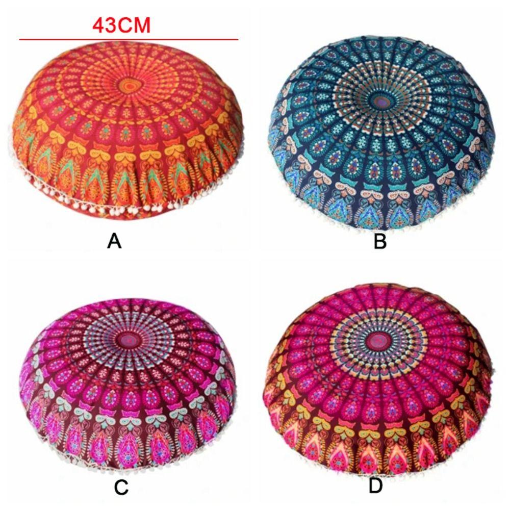 Böhmische Bodenkissenbezug Boho Bedruckter Kissenbezug Mandala Runder Kissenbezug Runder Kissen