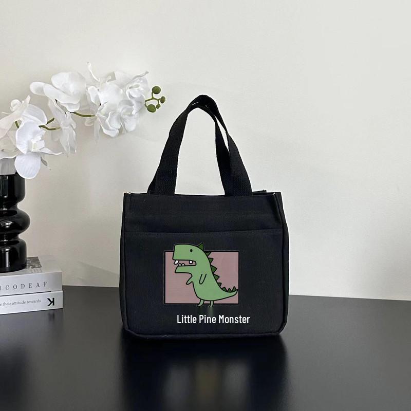 Stylish Canvas Commuter Tote with Zipper - Trendy Lunch Box Handbag for Women