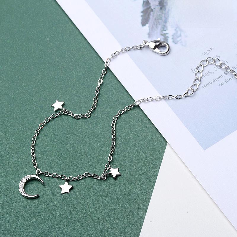 Korean Fashion Moon and Star Tassel Bracelet - Sweet Minimalist Jewelry Gift for Women