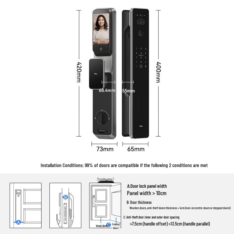 TCL K7G Plus 3D Face Recognition Smart Door Lock