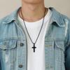 Plain Cross Necklace for Men, Silver Black Gold Color Stainless Steel Simple Cross Pendant Necklace Collar