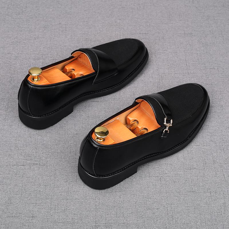 Fashion Fashion New Black Brown Men's Suede Leather Mixed Flats Shoes Male Designer Monk Strap Loafers Homecoming Wedding Dress Footwear
