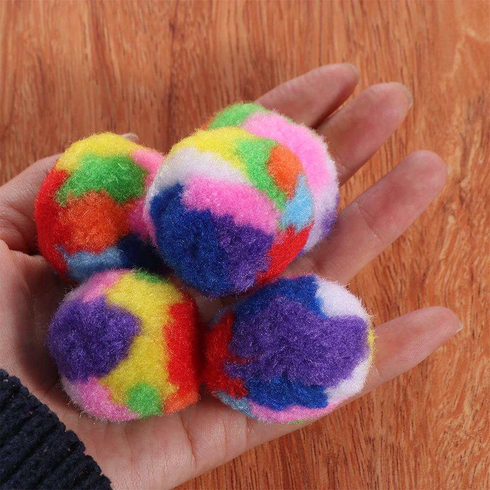 5 Stück/Set Bunte Plüsch-Katzen-Spielzeuge Ball Plüsch-Katzen-Zerrball Katzen-Trainings-Stiller Ball Langeweile vertreiben