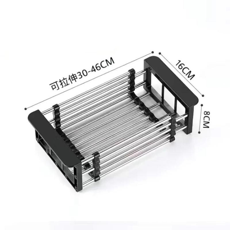 Stainless Steel Kitchen Sink Drain Rack Extendable Dish Drying Rack Drain basket Fruit Vegetable Washing Drainer Storage rack