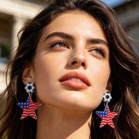 USA Flag Acrylic Dangle Drop Earrings Independence Day-Themed Earrings Comfortable To Wear Multiple Styles for Sports Holiday Outfits