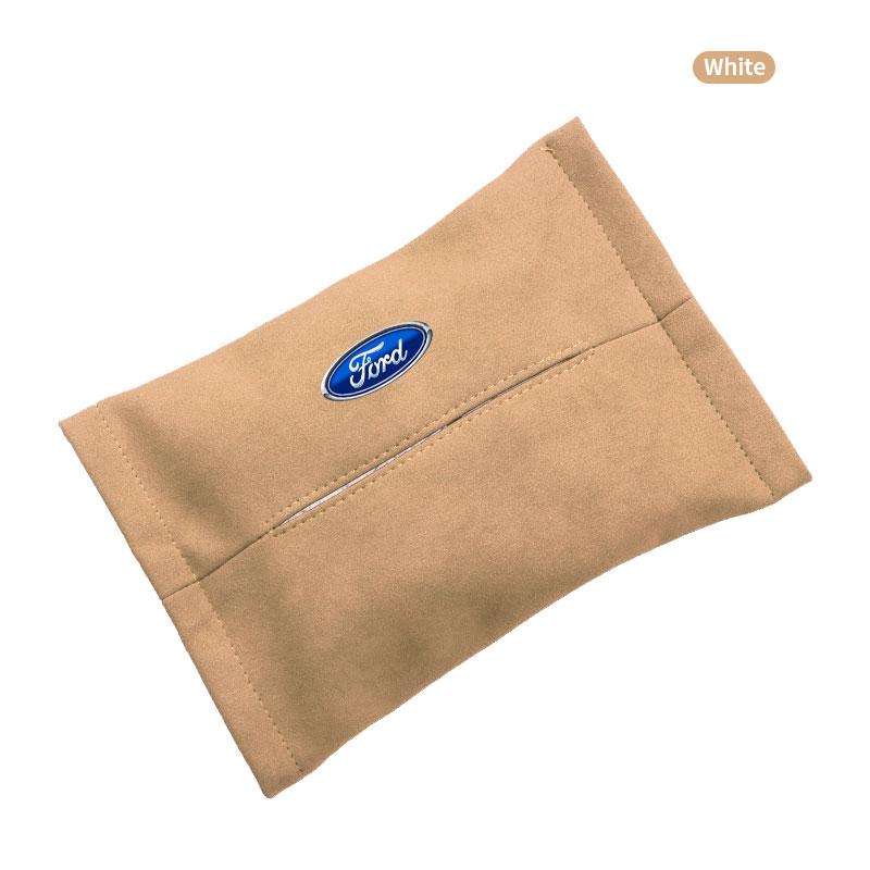 Car Suede Tissue Box Cover Easy To Carry Seat Back Accessories For Ford Mustang ST Line Mondeo Fiesta Escape Kuga Ecosport Ranger EXplorer Stickers
