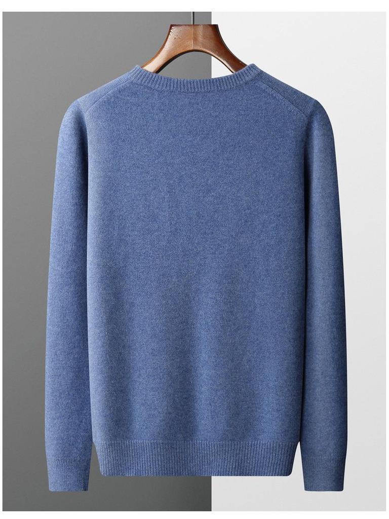 Men's Wool V-neck Sweater - Casual Loose Fit, Long Sleeve, Autumn/Winter Knitted Outerwear.