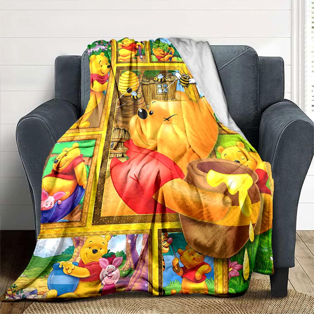 Winnie Pooh Honey Adventure Flannel Blanket Super Soft Warm Cozy Blanket For Sofa Bed Office Travel Allseason Home Decor Gift