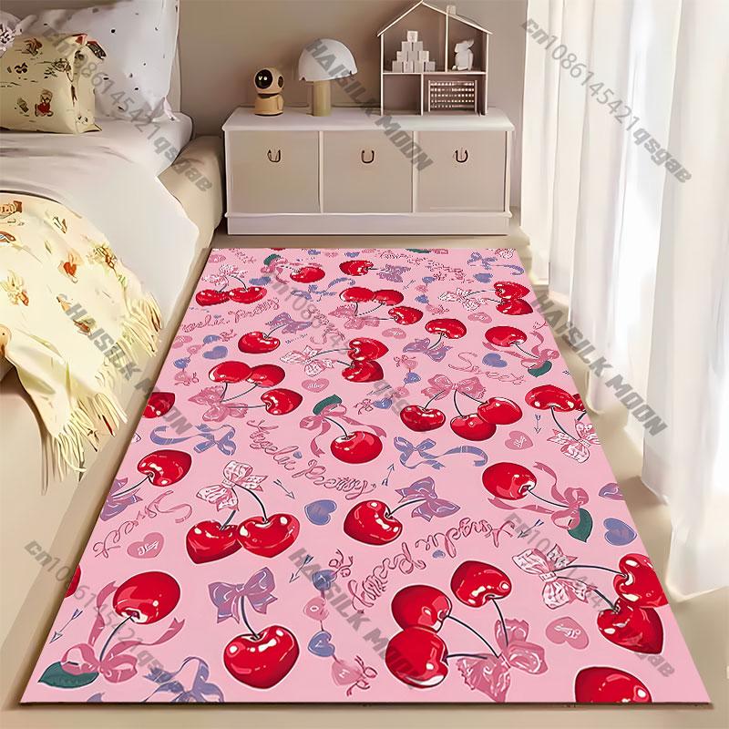 Cherries ribbons hearts playful design carpet Yoga living room room decor children's crawling mat doormat area rug