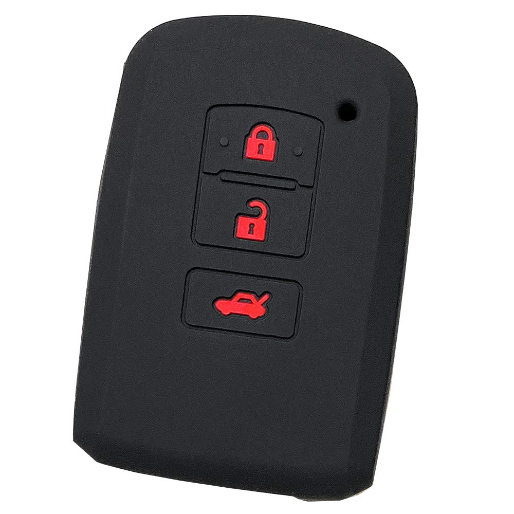 [IKT] Silicone Cover for Toyota Cars Smart Key 3 Buttons Black Red / Harrier
