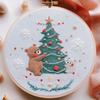 1set Christmas Embroidery Kit, Christmas Tree Gift Embroidery Kit, English Needlework Instructions, DIY Embroidery Handmade Fabric Material Kit