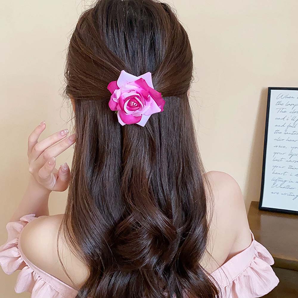 Cloth Flower Hair Clip Vacation Headwear Girl Rose Hair Clip Rose Flower Hairpin  Bridal