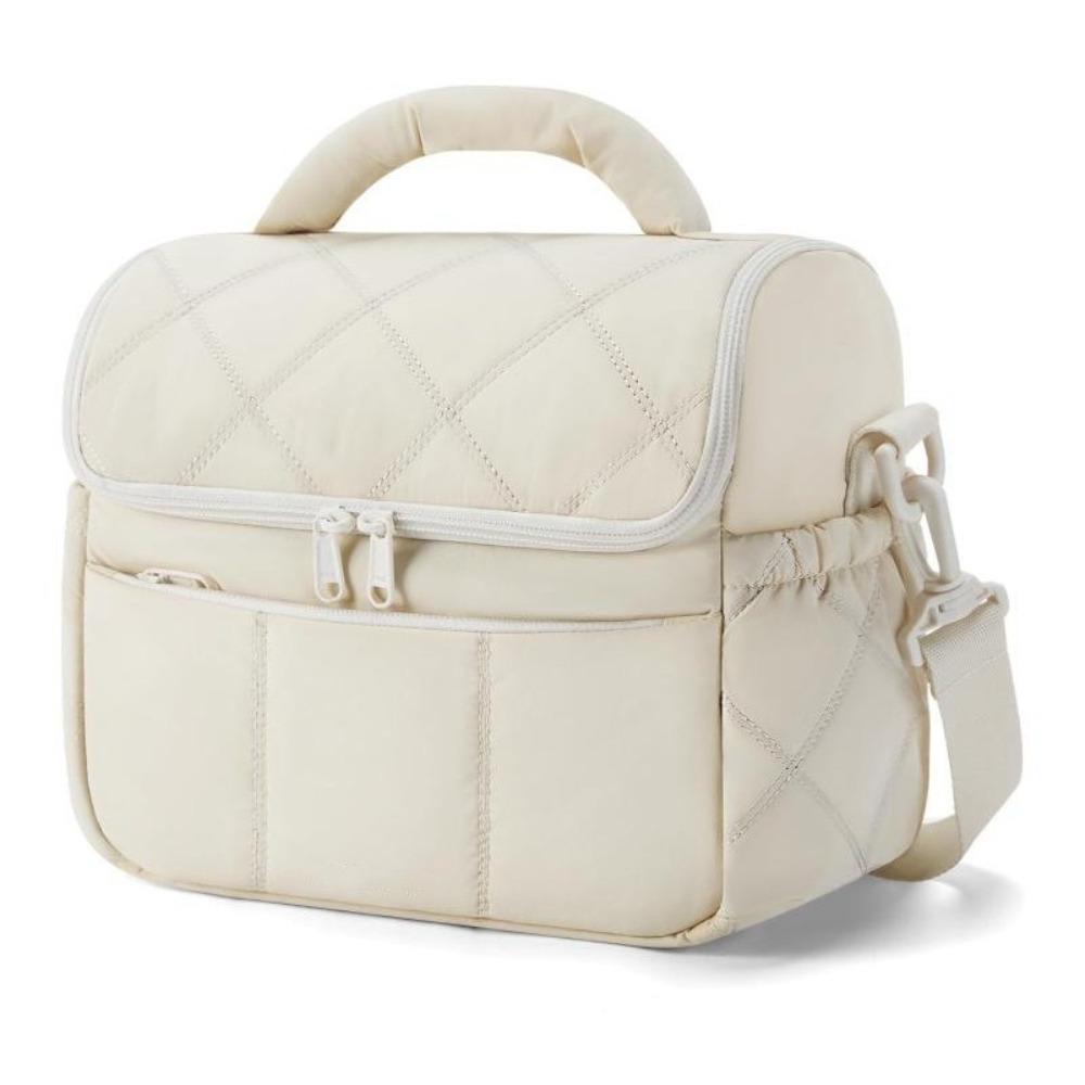 Quilted Puffer Insulated Lunch Bag Soft Cooler Thermal Bag Multi-functional Lunch Tote  Work