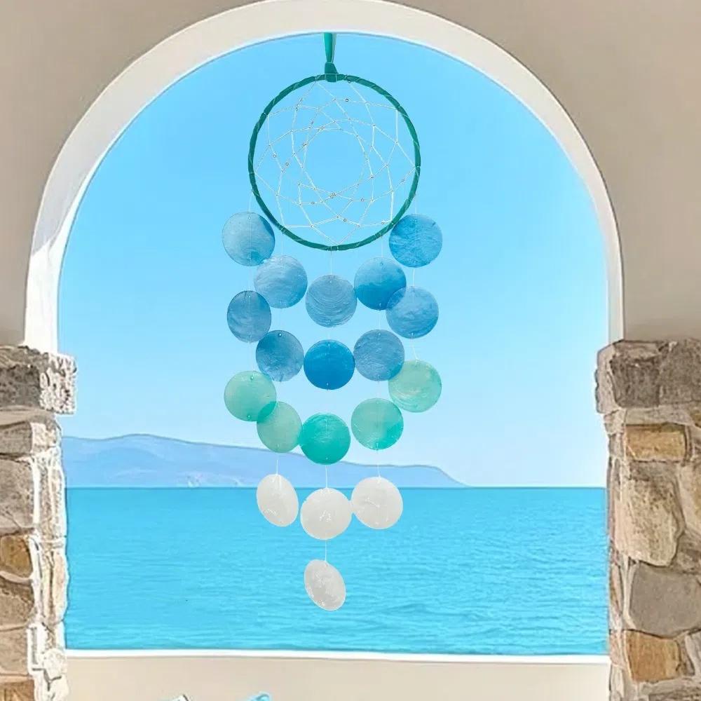 Hanging Shell Moon Wind Chimes Circle Shell Natural Shell Dream Catchers Home Decoration With crisp ringtones Shell Pendant