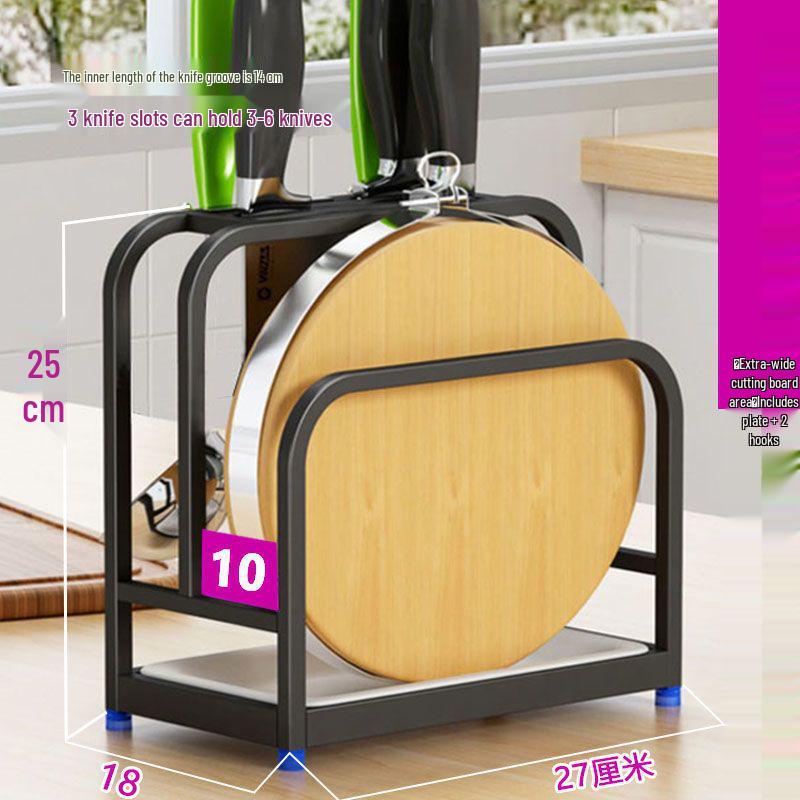 Tagliere da Cucina e Porta Coltelli in Acciaio Inossidabile 304 con Porta Coperchi Pentola e Blocco per Verdure