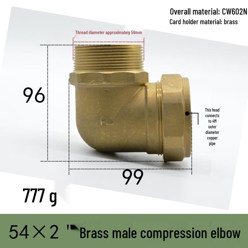 All-Copper 90° Male Thread Elbow Adapter for High-Pressure Air Conditioning & Instrumentation Systems