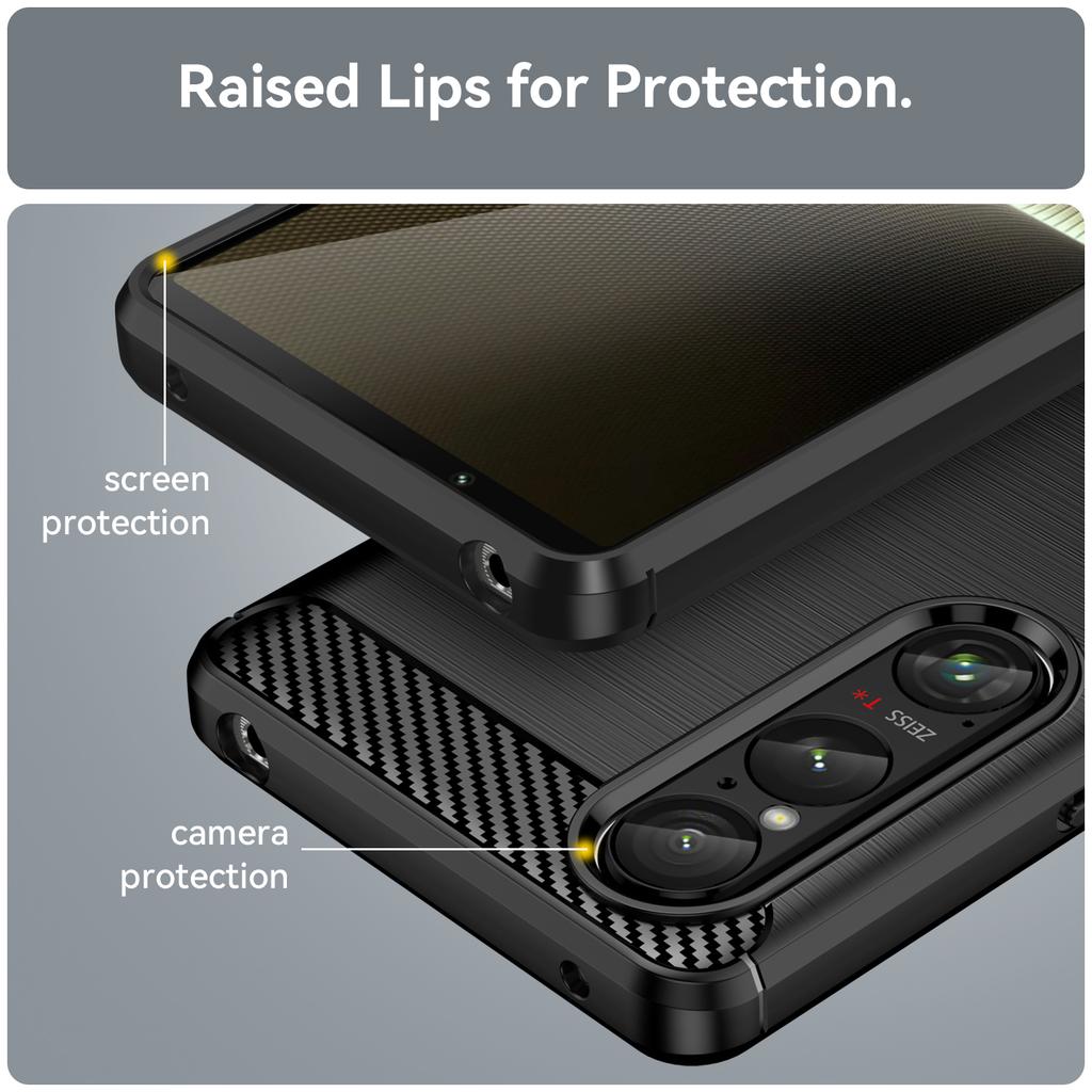 For Sony Xperia 1 VI Case TPU Ultra-Thin Carbon Fiber Texture Phone Cover