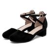 2026 Women's Chunky Heel Sandals, Pointed Toe, Breathable, Low-Cut, Hollow Out, Small Leather, Plus Size, Outdoor Shoes