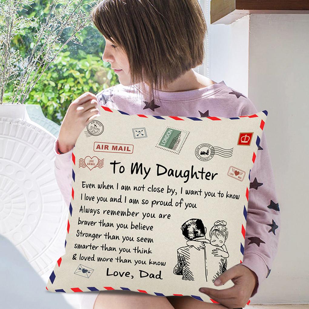 Pillow Cover Fiber Square Throw Pillow Cover Lettering Washable Sofa Cushion Case 45x45cm Best Gifts for Children Parents Family
