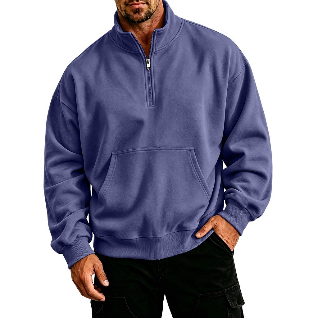 Sudadera para Hombre Tallas Grandes Ajuste Holgado Casual Manga Larga con Bolsillo para Otoño Invierno