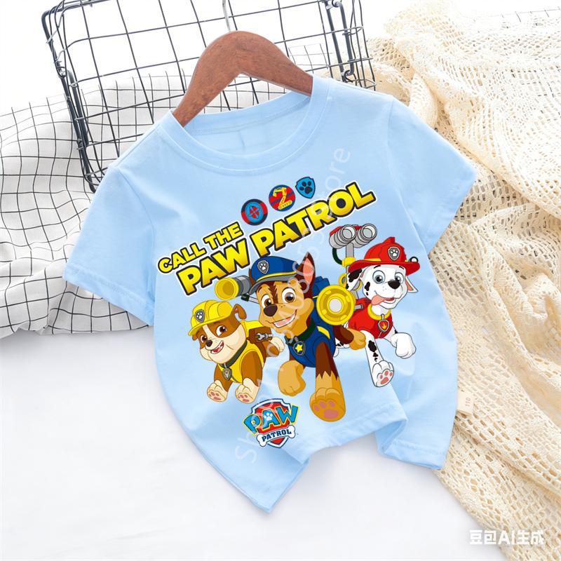 Kids Paw Patrol Cartoon Graphic Baby T Shirt Cotton Casual Short Sleeve Tee Boys and Girls 2026 Summer Toddler Clothing Tops
