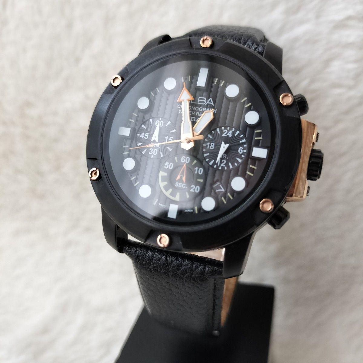 [New battery replaced!!] SEIKO ALBA  Watch Black Chronograph