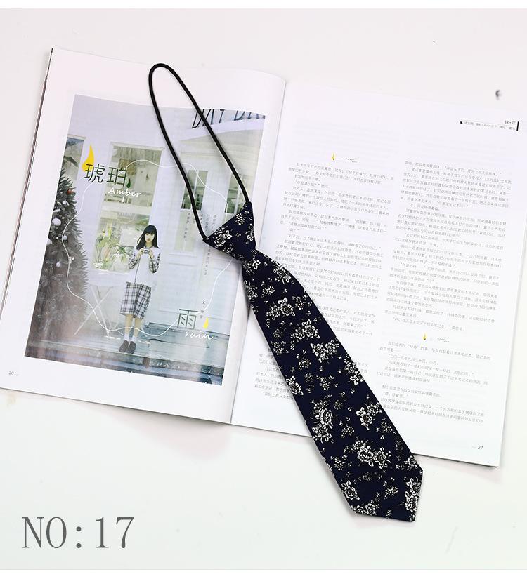 6CM Floral Lazy-tie Rubber Band Neckties For Women College Girls Shirt Uniform Neckwear Korean Style Narrow Knot Free Small Ties