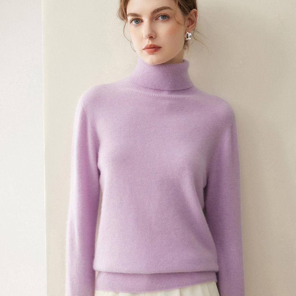 Women's Pure Cashmere High Neck Sweater - 2026 Autumn/Winter Soft Loose Fit Knitwear