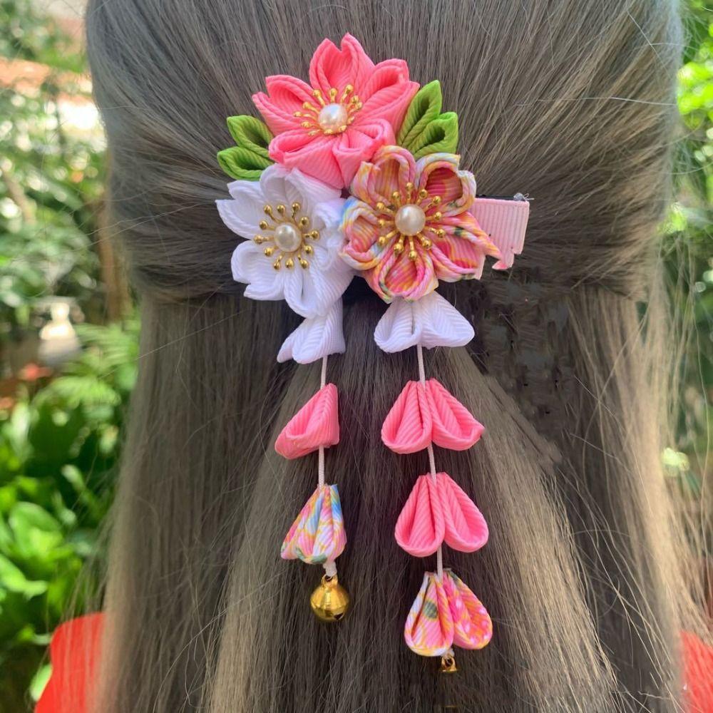 Hanfu Accessories Japanese Kimono Headwear Ancient Style Tassel Flower Hairpin  Hair Accessories