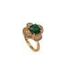 Emerald Zircon Adjustable Open Ring - Sweet Japanese & Korean Style for Women
