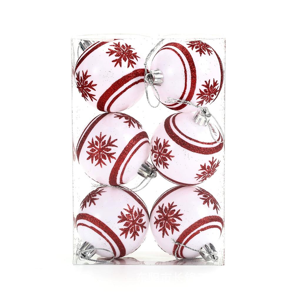6Pcs 6CM Christmas Glitter Ornament Balls Plastic Red Christmas Ball Pendants Hanging Gold Christmas Tree Decoration for Home