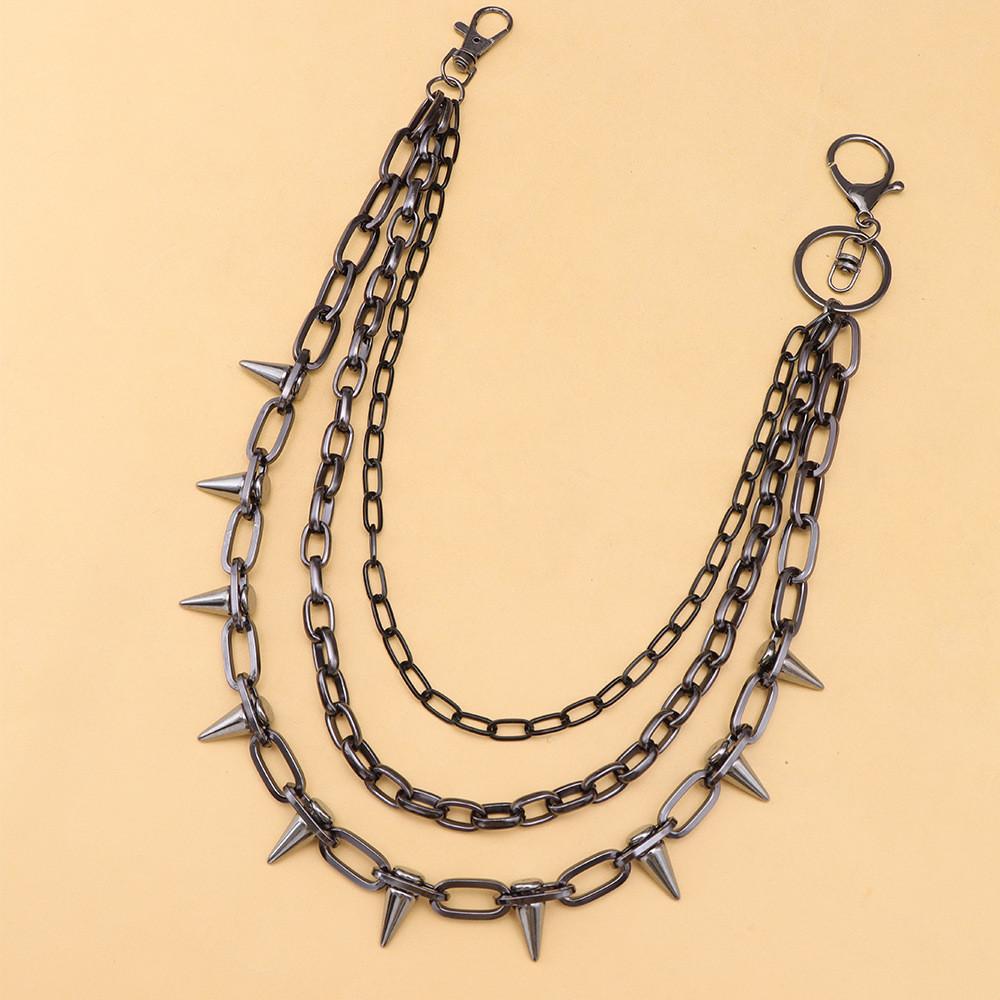 

Punk Rivet Waist Chain With Double Loops For Men Women Hip Hop Clothing чёрный