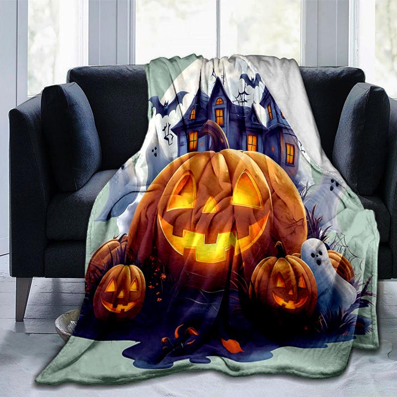 1pc Pumpkin Halloween Blanket  Seasonal Home Decorative Throw for All Seasons, Living Room, Travel, Camping, Car Blankets