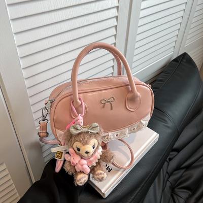 Simple Hand-carried Bowling Bag Women's New Fashionable Sweet Shoulder Bag Casual Messenger Bag