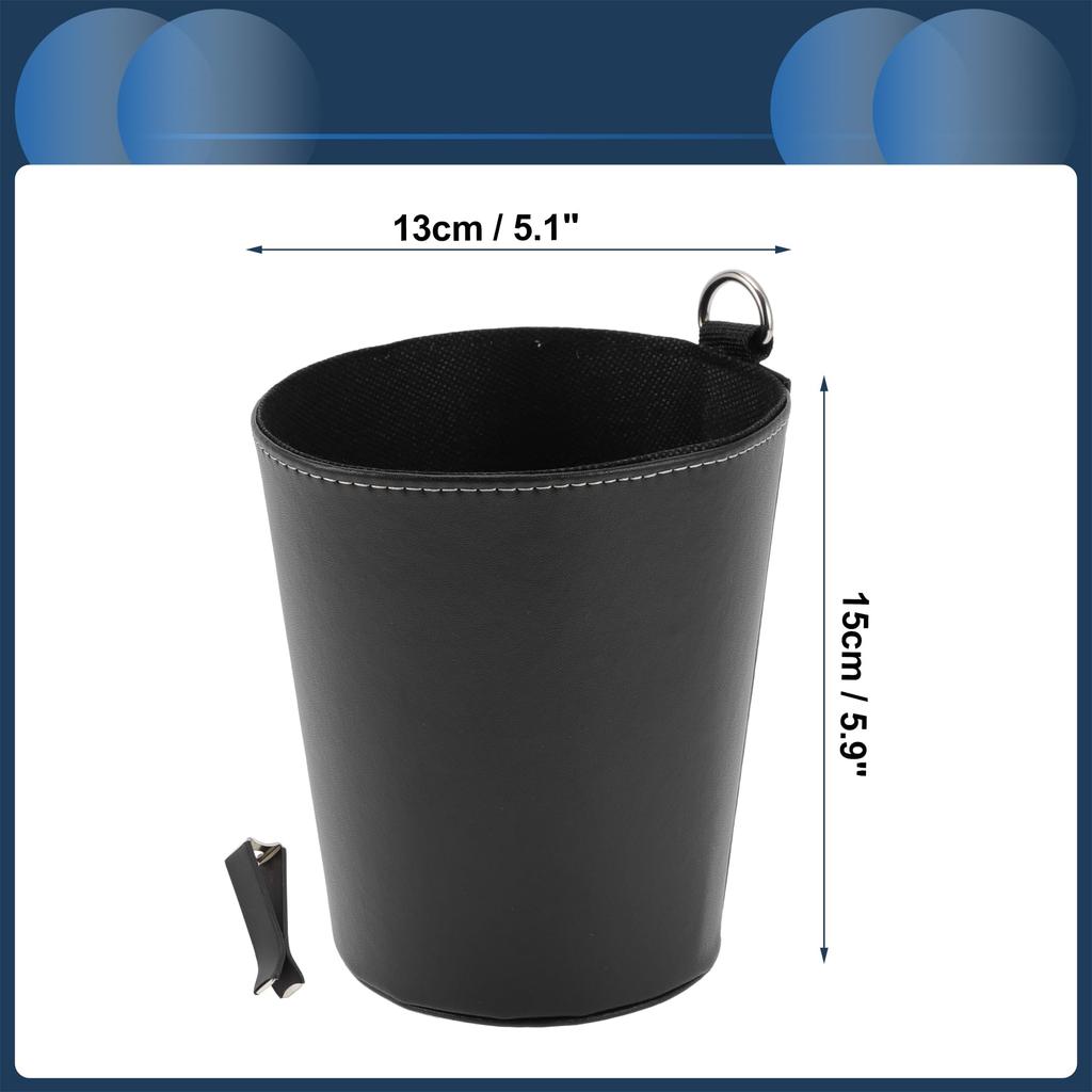 INFINAUTO Car Trash Front Rear Inch Inch Auto Trash For Hanging Bin, & Seat, 5.1 Wide, 5.9 High, Bin, Leather, Black,