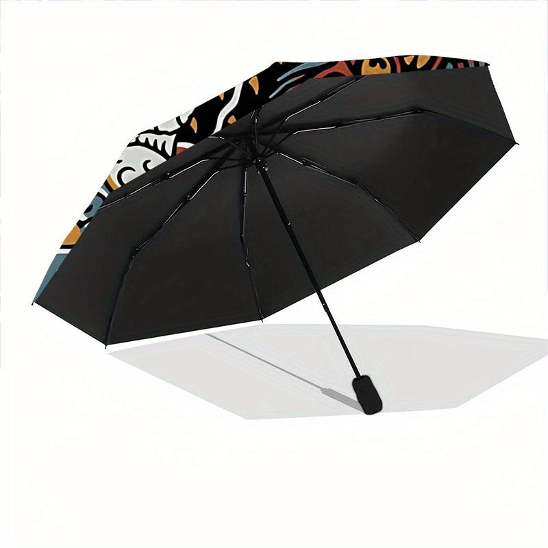 1pc Dragon Phoenix Automatic Open/close Folding Compact Umbrella, 8-Rib Sturdy Canopy, Lightweight Portable, Everyday Use, Gift,169