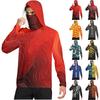 Men's Casual Geometric Print Hooded Long Sleeve Sun Protection Shirt Lightweight Breathable Fabric for Outdoor Activities
