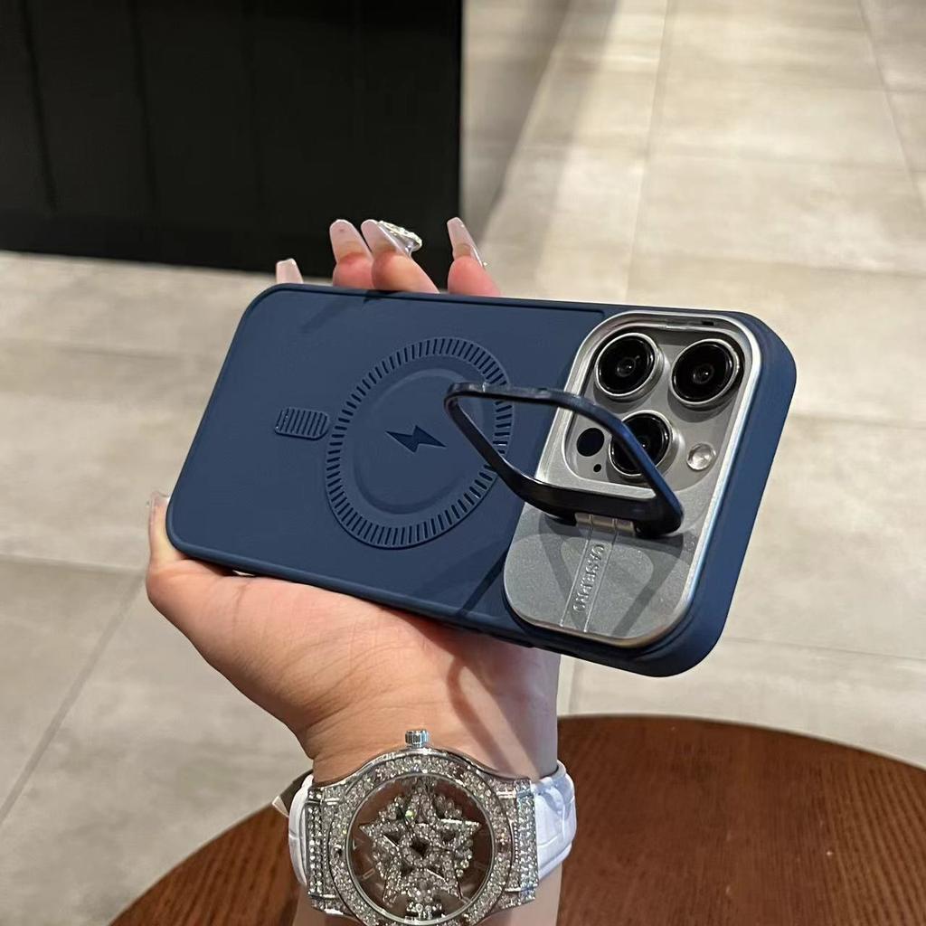 Suitable for IPhone16promax Phone Case, Apple 13/14/15 Silicone Lightning Magnetic Stand Soft Protective Case