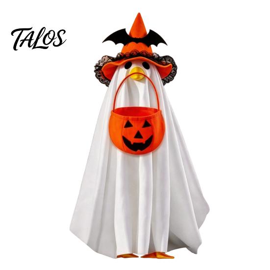 Talos Halloween Ghost Goose Costume, Wizard Hat, Cape, Pumpkin Candy Bag, Outdoor Yard Decoration for Statue or Garden Display