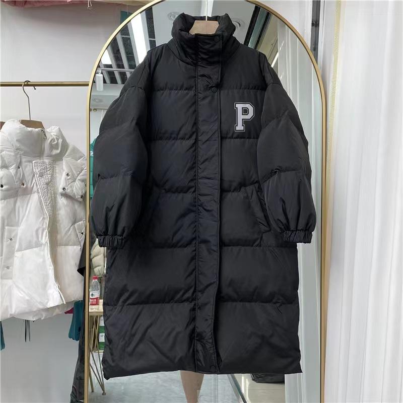 

Женская зимняя одежда из хлопка с наполнителем длиной до колена, женская свободная одежда из хлопка с наполнителем большого размера XXL чёрный