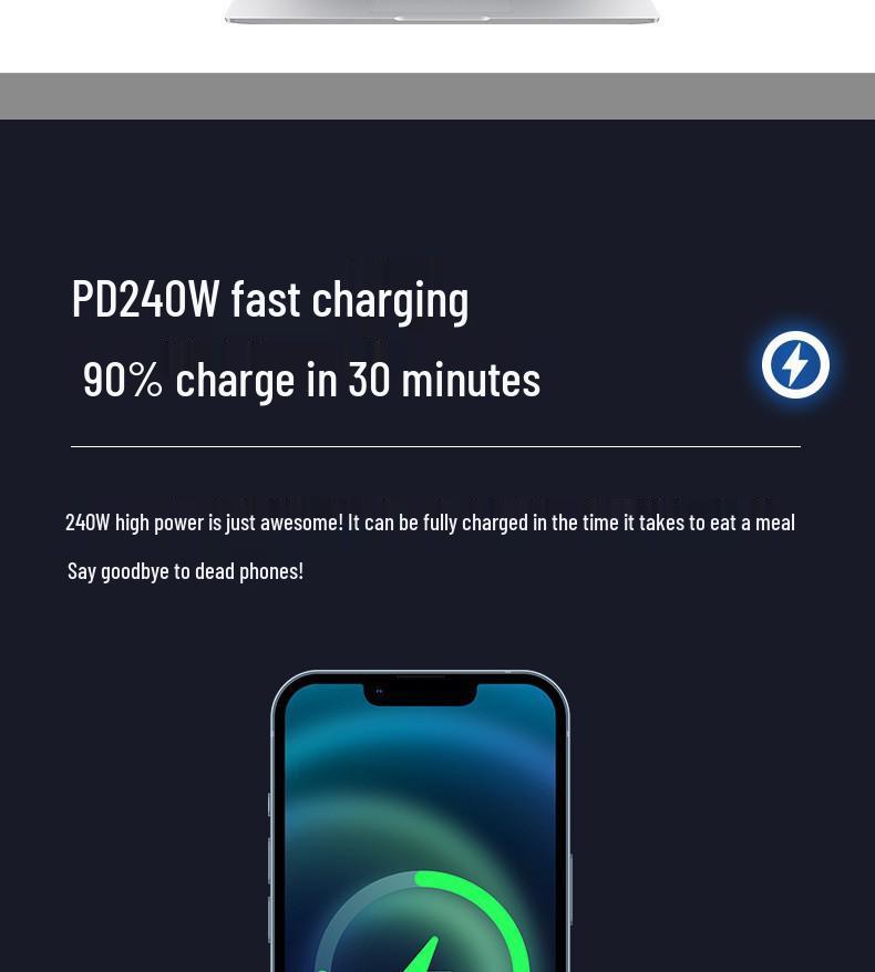 USB4 Full-Function Braided Type-C Data & Charging Cable, 40Gbps, Thunderbolt 4 Compatible