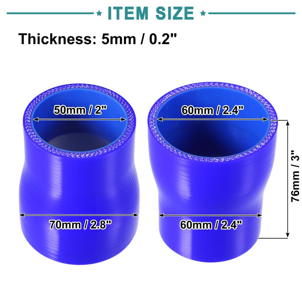 ACROPIX 50-60mm 2"-2.4" ID Straight Silicone Reducer Hose Silicone Hose Coupler Intercooler Tube Blue
