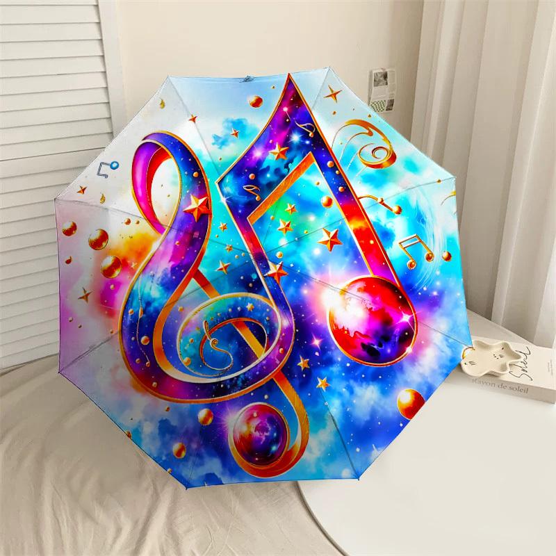 

1PC Music Note Cosmic Umbrella-8-Rib Reinforced, Automatic Open, Lightweight & Durable, Cute Fashion Accessory for Outdoor-P72