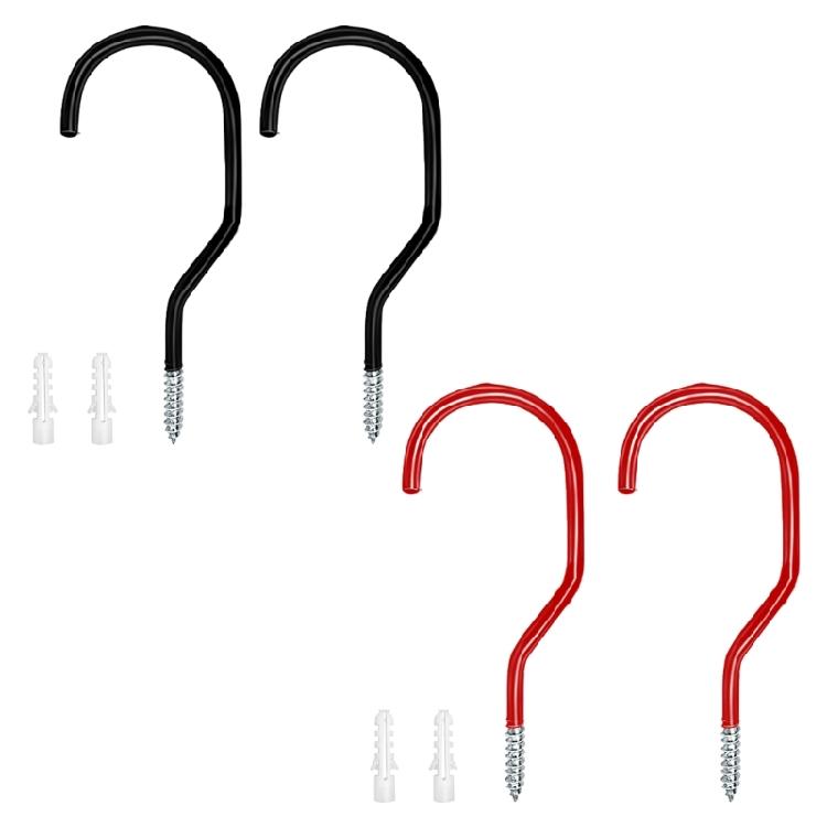 2Pcs Road Bike Wall Mount Hook Heavy Duty Metal Hook Garage Organizers Large Screw In Ceiling Hook Bike Hanger Hook