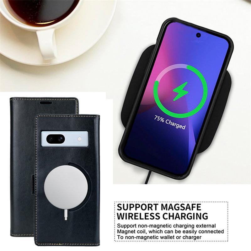 For Google Pixel 9 Pro XL Magnetic Flip Kickstand Leather Phone Case For Pixel 8 7 6 9 Pro 7A 6a ID Card Wallet Book Stand For Magsafe Magsafing Cover